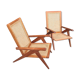 Pair of compass foot armchairs in solid mahogany and cannage 50s