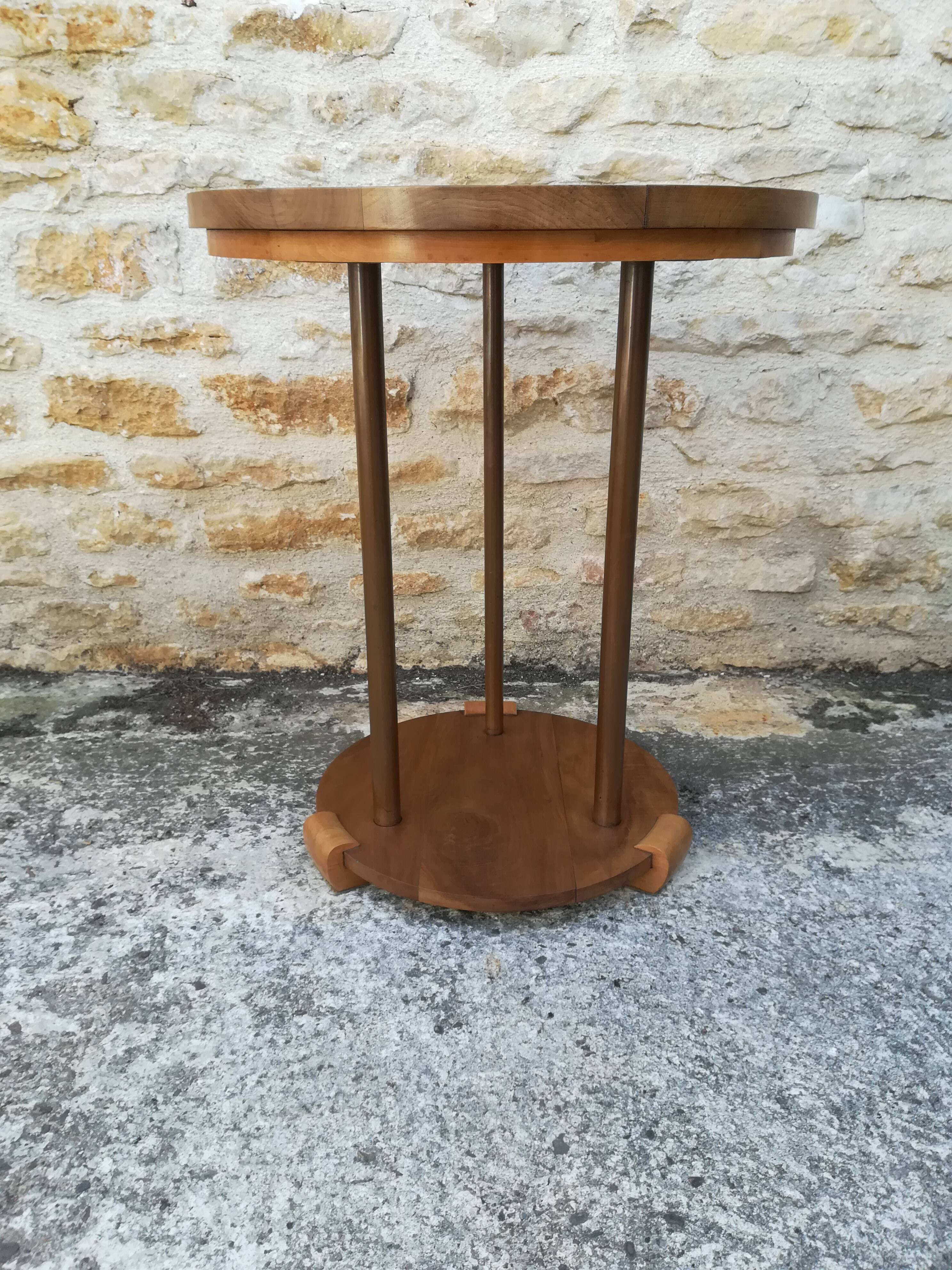 Walnut and copper pedestal table