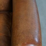 Vintage Sheepskin Leather Wingback Chair