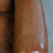 Fauteuil à oreilles vintage en cuir de mouton