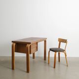 Early Vintage Finnish Mid Century Alvar Aalto Wooden Desk & Chair, 1940s