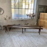 Paire de bancs de ferme en chêne massif 3m