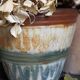 Vase bouquetière cache-pot sandstone enamelled with bouffioulx signed dubois