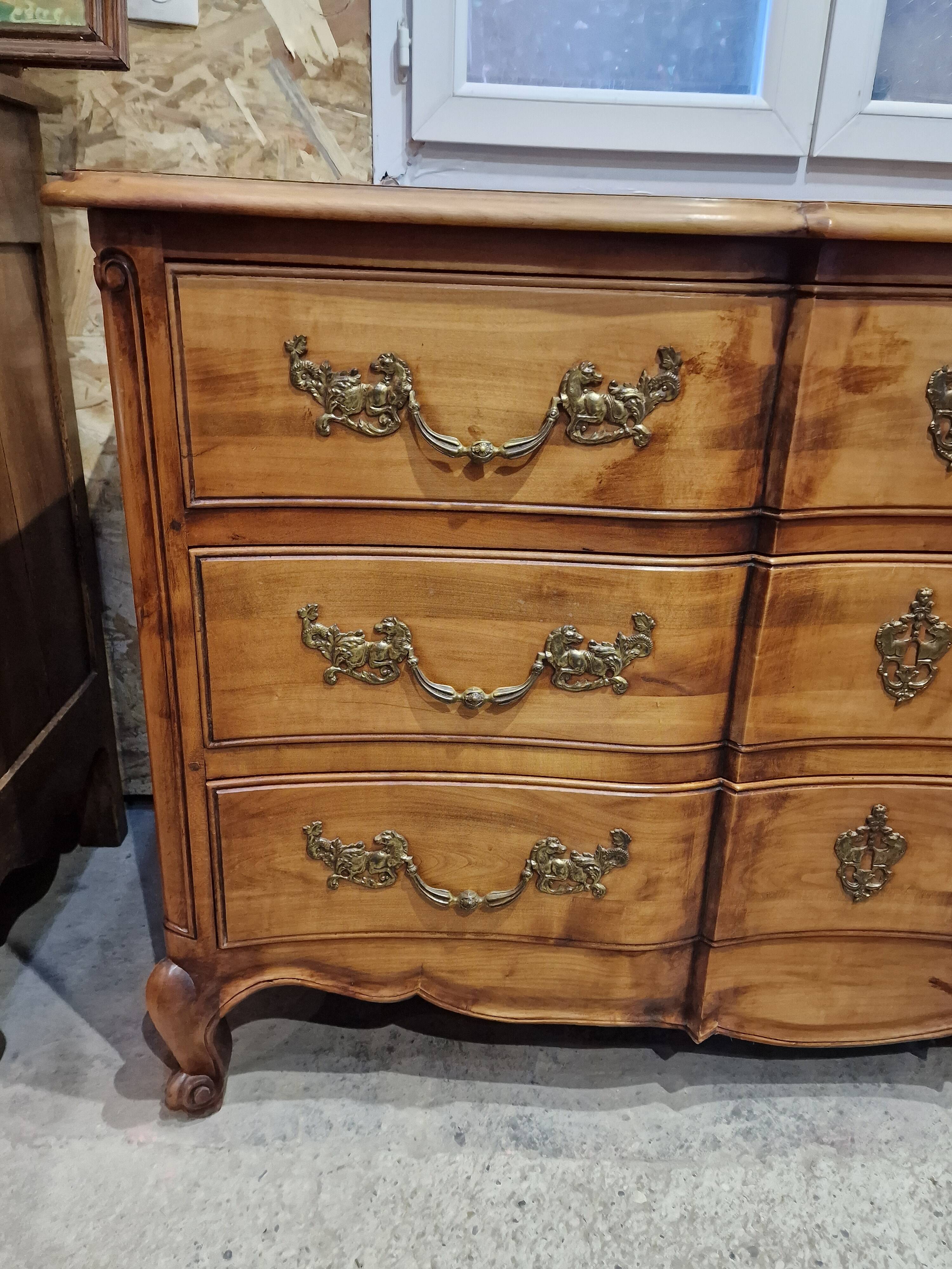 Cherrywood chest of drawers, Louis XV style crossbow stamped Dissidi