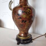Beautiful cloisonné wood baluster table lamp