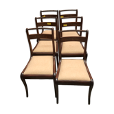 6 chaises Art Nouveau avec marqueterie en laiton