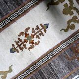 Vintage Tibetan Art Deco Khaden rug 95cm x 202cm 1960s