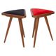 Set of two triangular stools in black and red velvet from the 20th century, 1960s.
