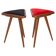 Set of two triangular stools in black and red velvet from the 20th century, 1960s.
