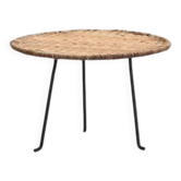 Round rattan side table by Raoul Guys