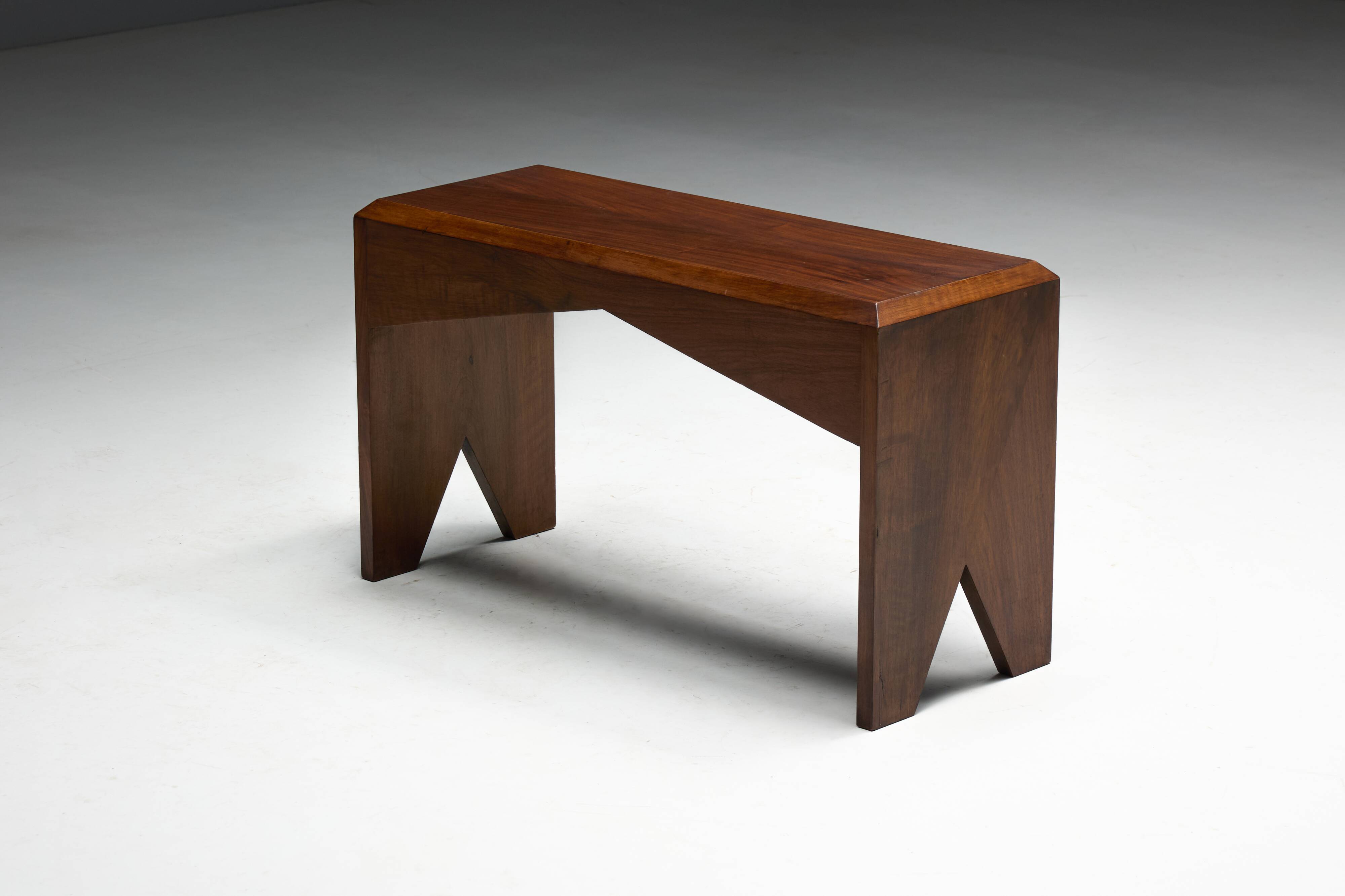 Mid-Century Walnut Bench, France, Late 20th Century
