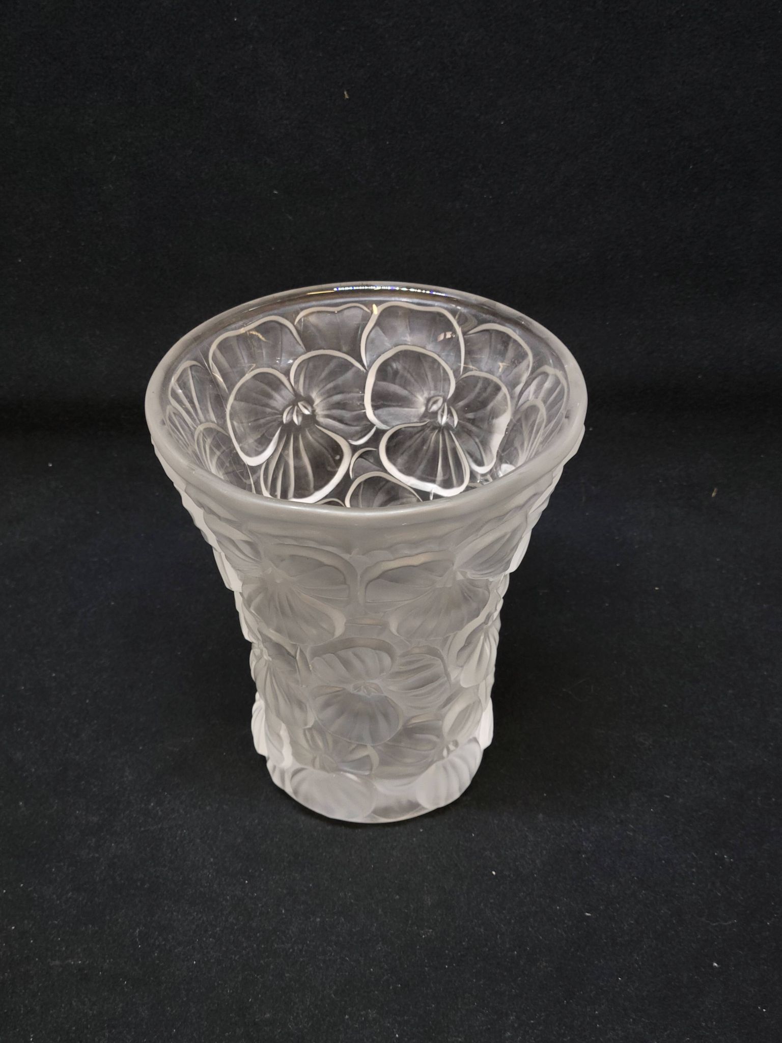 Josef Inwald Barolac Glassware Floral Vase Molded Pressed Frosted Art Glass