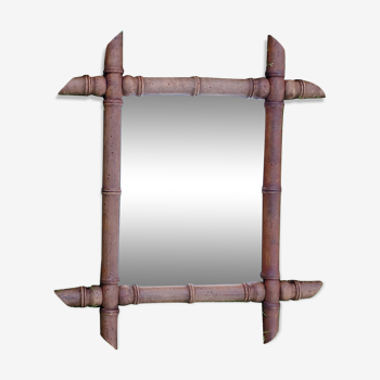 Old bamboo-style wooden mirror