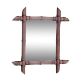 Old bamboo-style wooden mirror