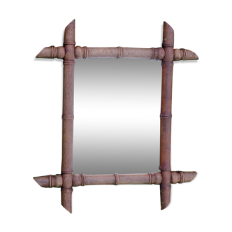 Miroir ancien en bois style bambou