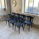Set of 7 black bistro chairs