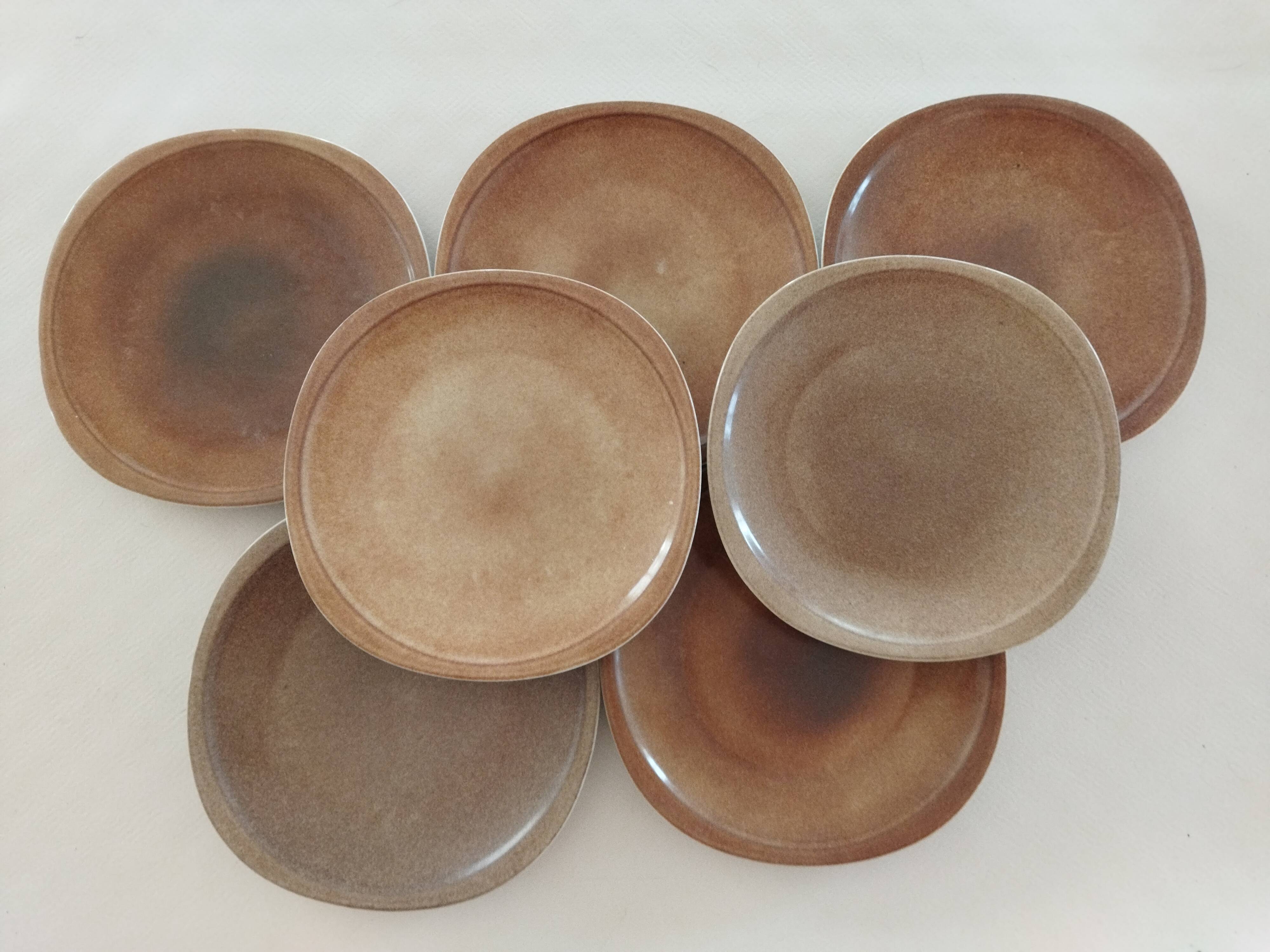 7 sandstone enamel dinner plates Sologne Porcelain