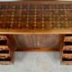 Rustic walnut sideboard with inlaid parquetry, vintage quality.