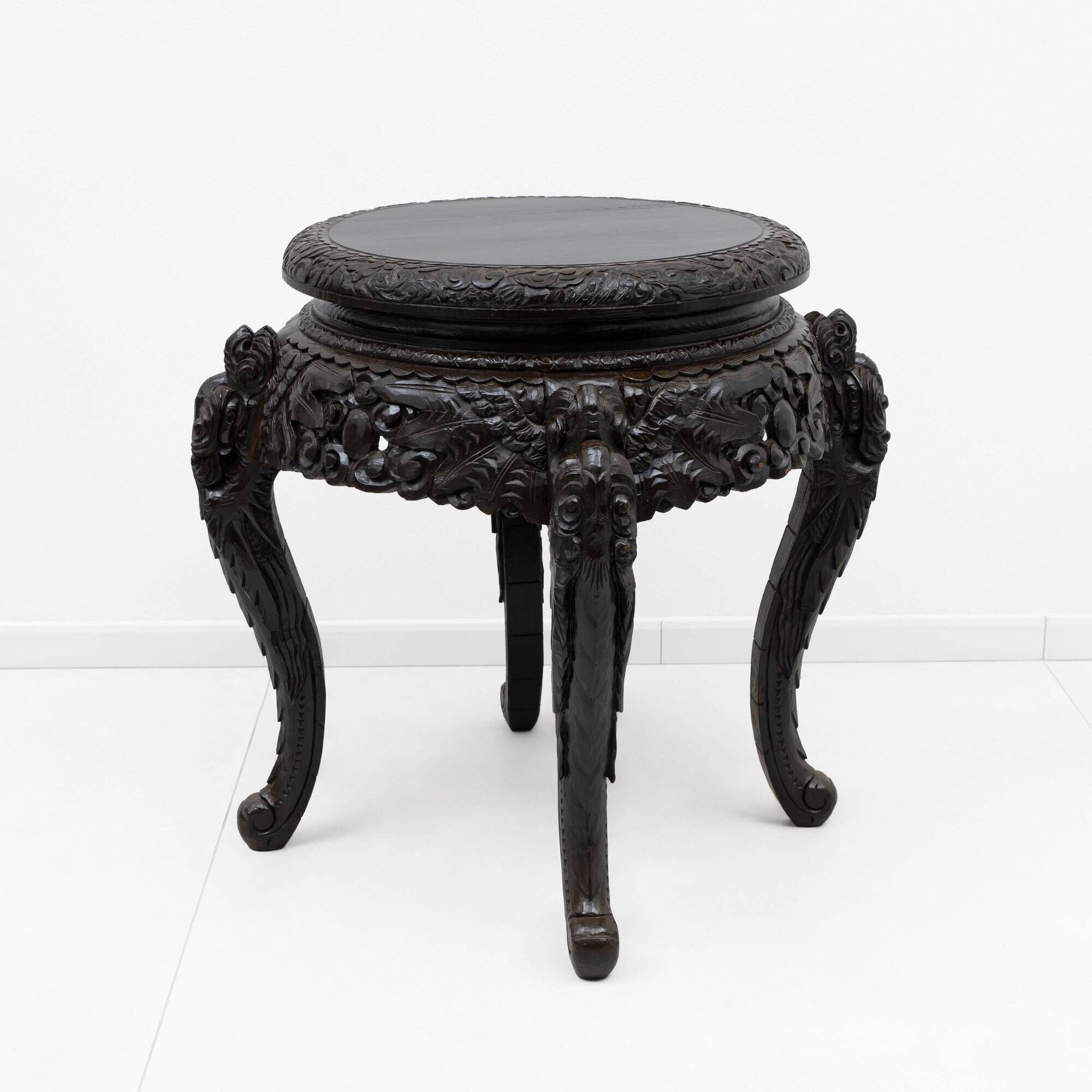 Chinese Qing Dynasty Carved Dragon Table, Ebonized Hardwood