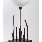 80s wooden lamp with polypropylene shade