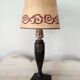 Turned wooden bedside lamp painted art deco style