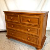 Vintage wooden chest of drawers 3 drawers round buttons country style