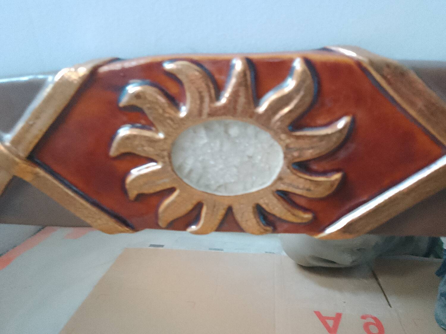 Large ceramic mirror signed Marion de Crecy, daughter of Mithé Espelt