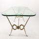 Italian coffee table with etched glass and brass base, 1960