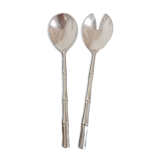 Bamboo cutlery in vintage silver metal