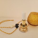 Bedside lamp in amber glass and brass