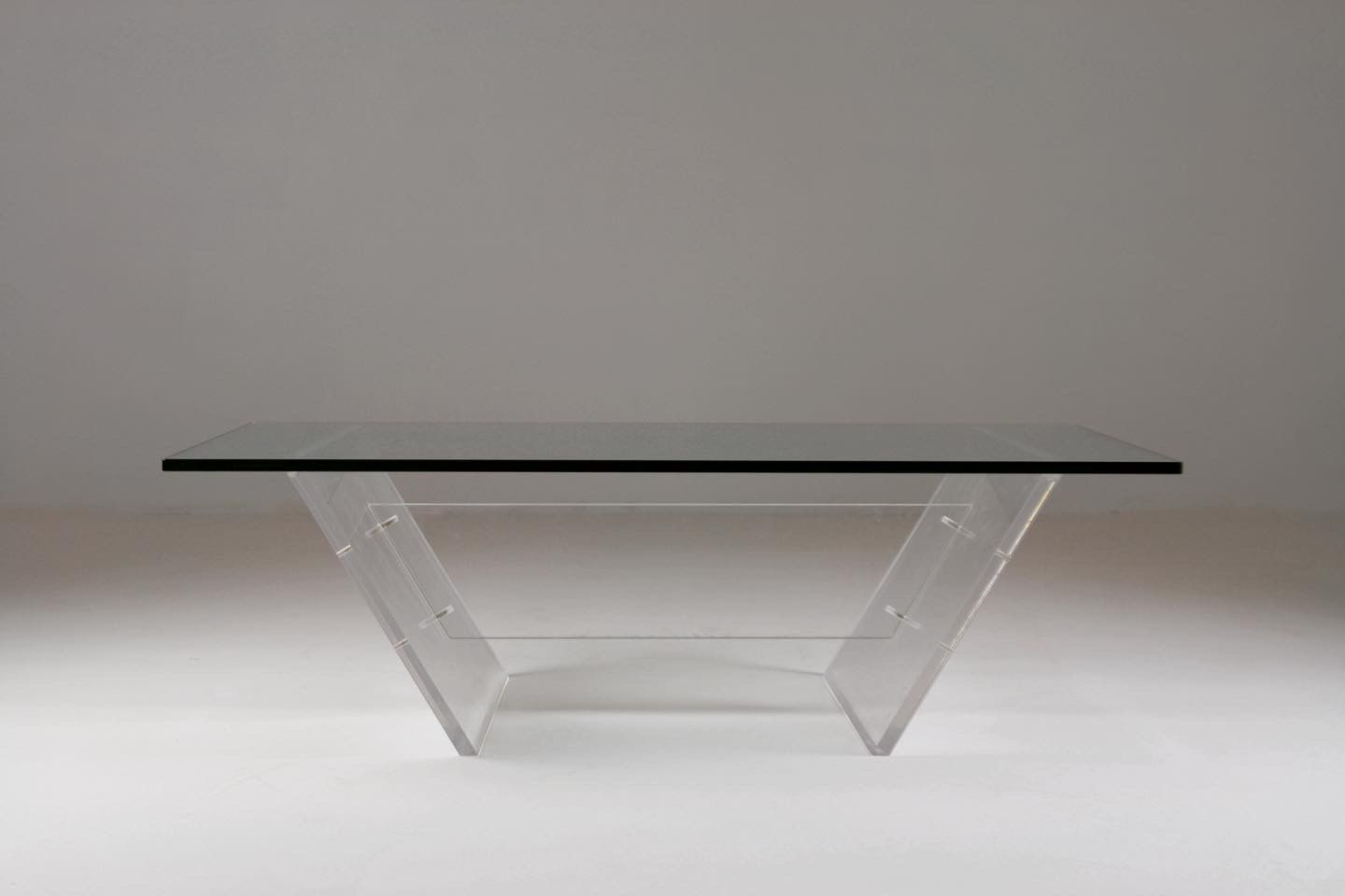 Plexiglas and glass coffee table "Les invisibles du marais", France 1980s