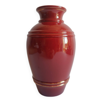 Vase rouge art déco numéroté ancien vintage