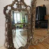 Triptyque Miroir Baroque/Rococo en laiton Doré, vers 1950 -M