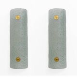 Pair of Modern Italian Murano Glass Green Water and Brass Wall Sconces