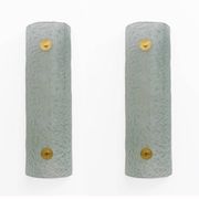 Pair of Modern Italian Murano Glass Green Water and Brass Wall Sconces