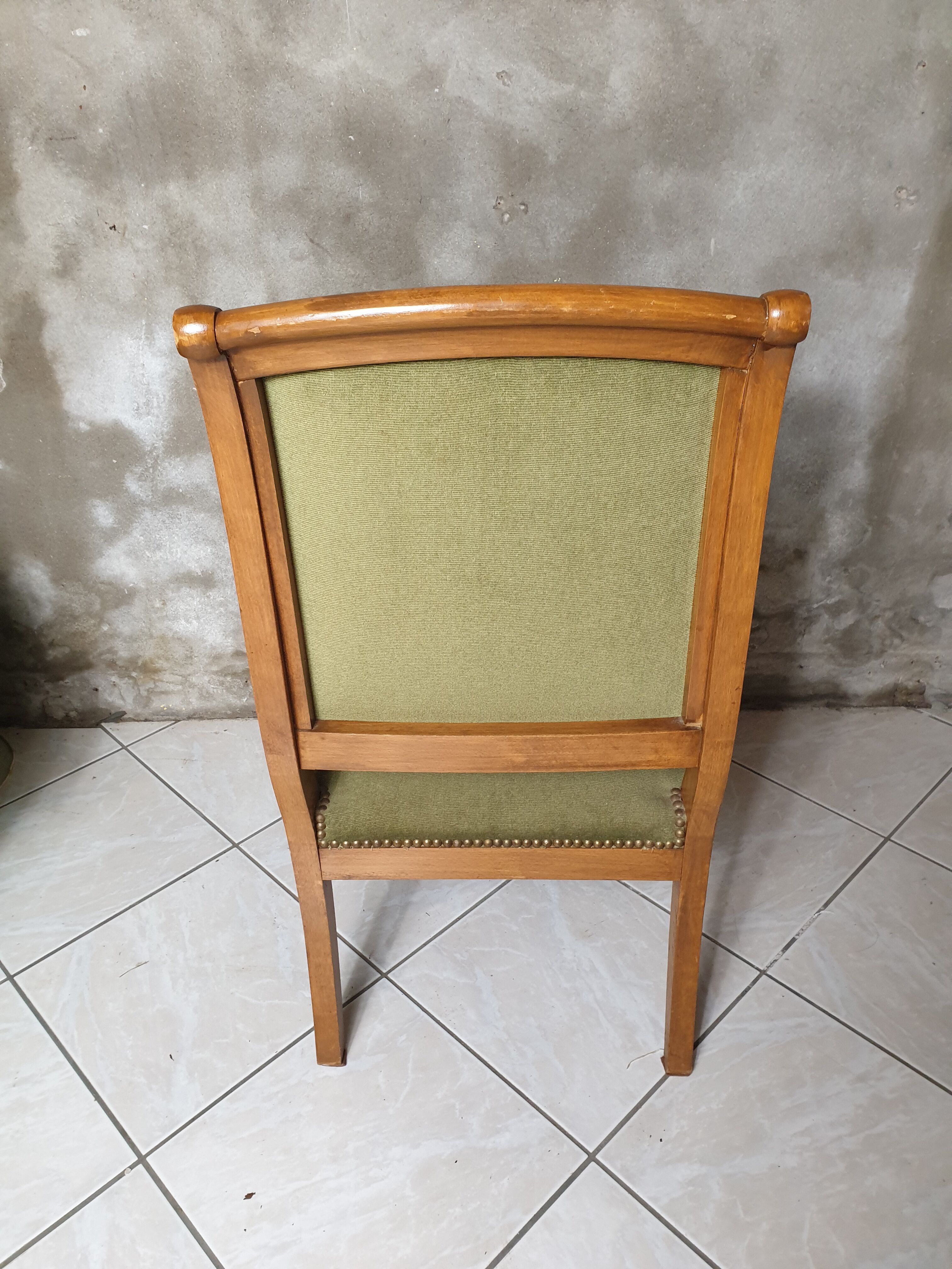 Fauteuil anglais velours vert