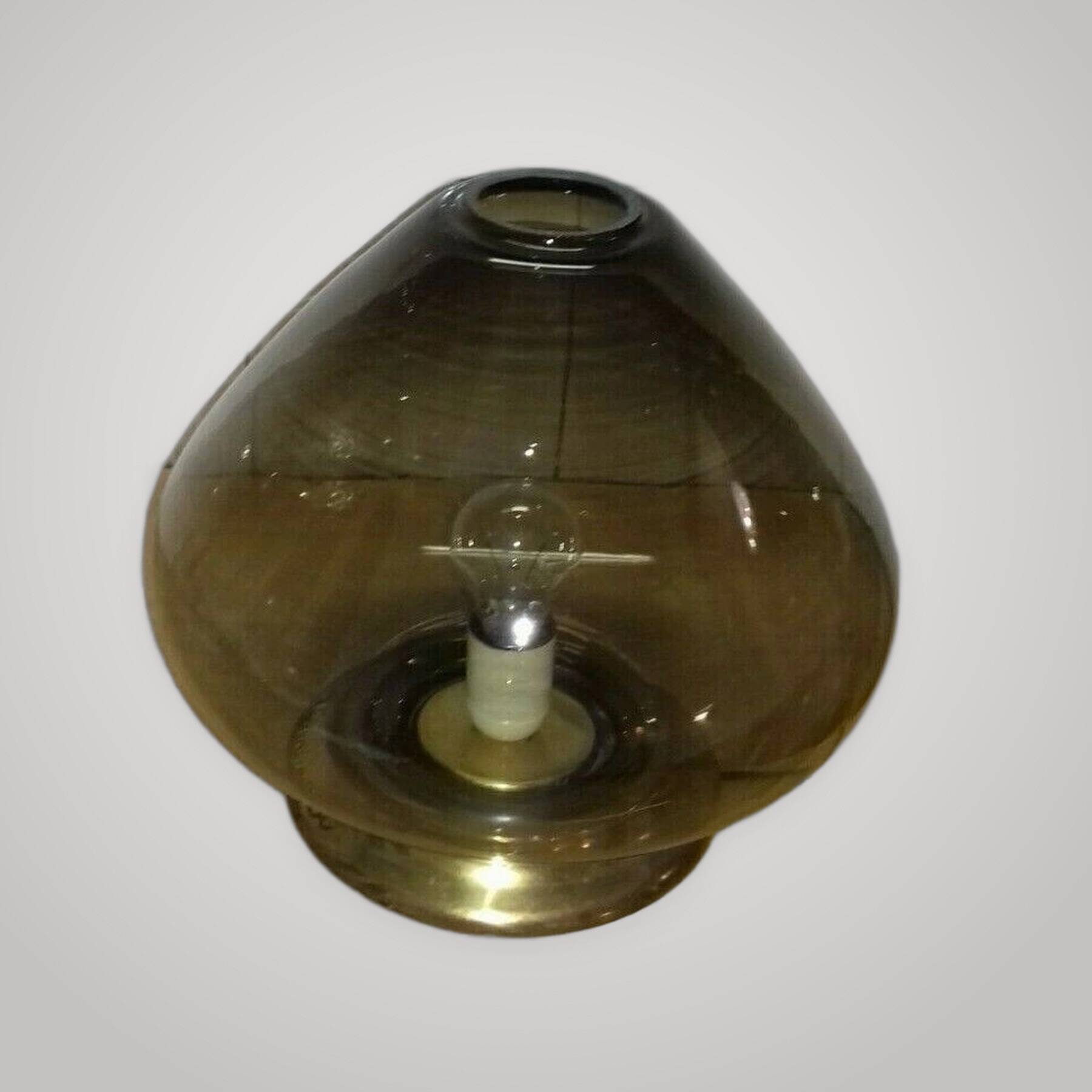 Rare 1960s Murano Smoked Glass Table Lamp Vintage Mushroom