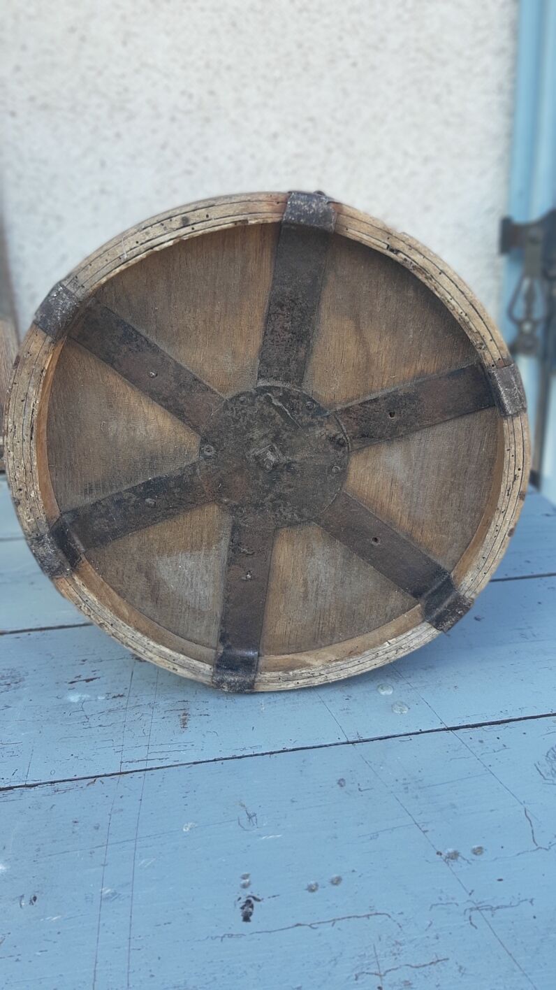 Mesure à grain vintage panier de rangement en bois et fer