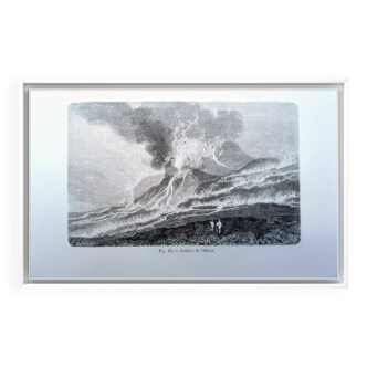 Imprimée en 1868, le volcan Hekla, Islande.