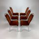 Set of 6 Belgium Tubular Frame and Velvet Dining Chairs, 1970s