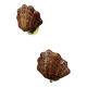 Pair of shell-shaped wicker wall sconces – rattan & brass, circa Italy 1970s