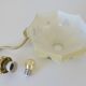Vintage beige glass wall lamp redesign kitchen gooseneck brass light 1950's