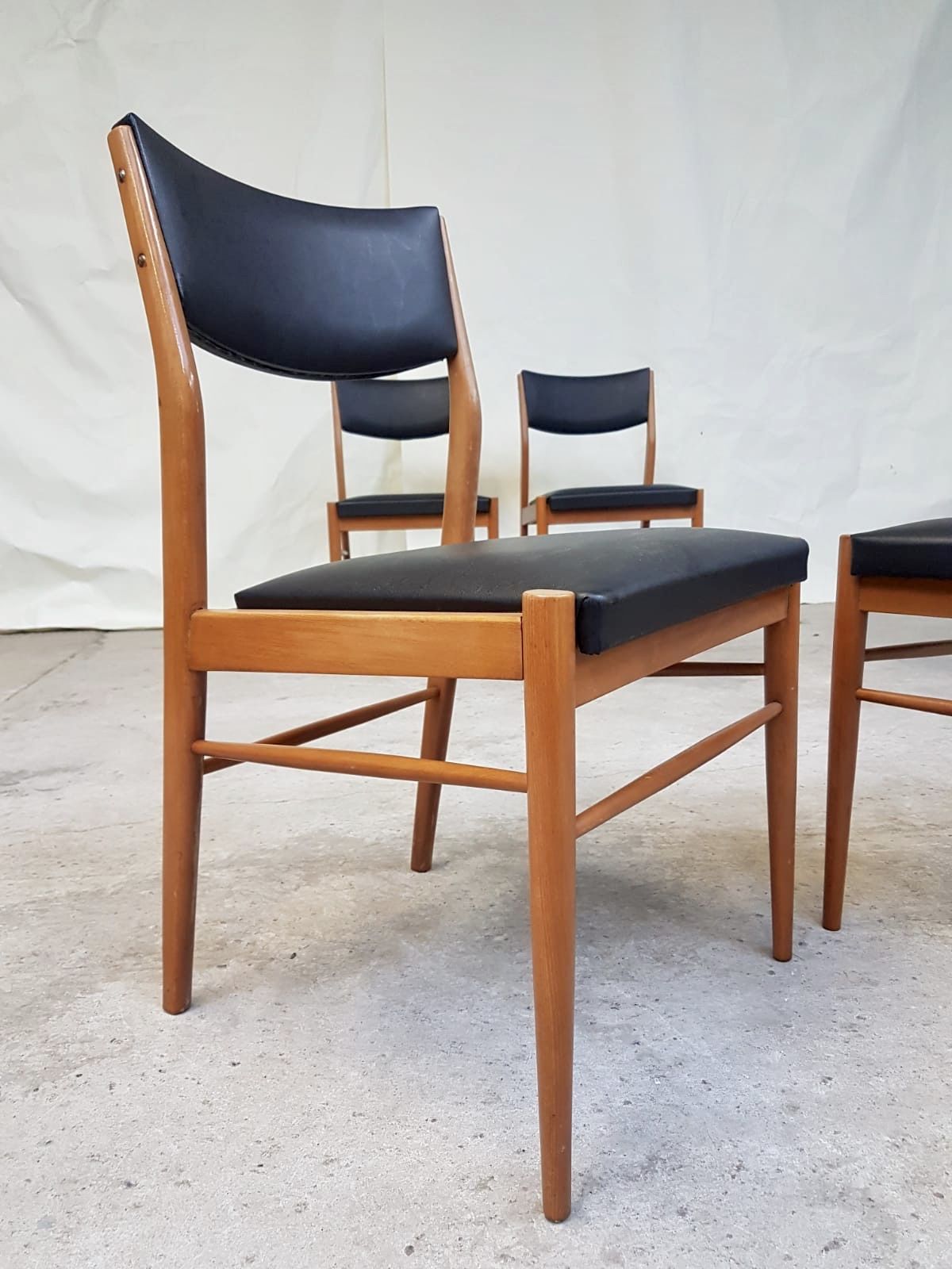Vtg Set Of 4 Mid Century Dining Chairs Scandinavian Danish Design 60s 70s Retro