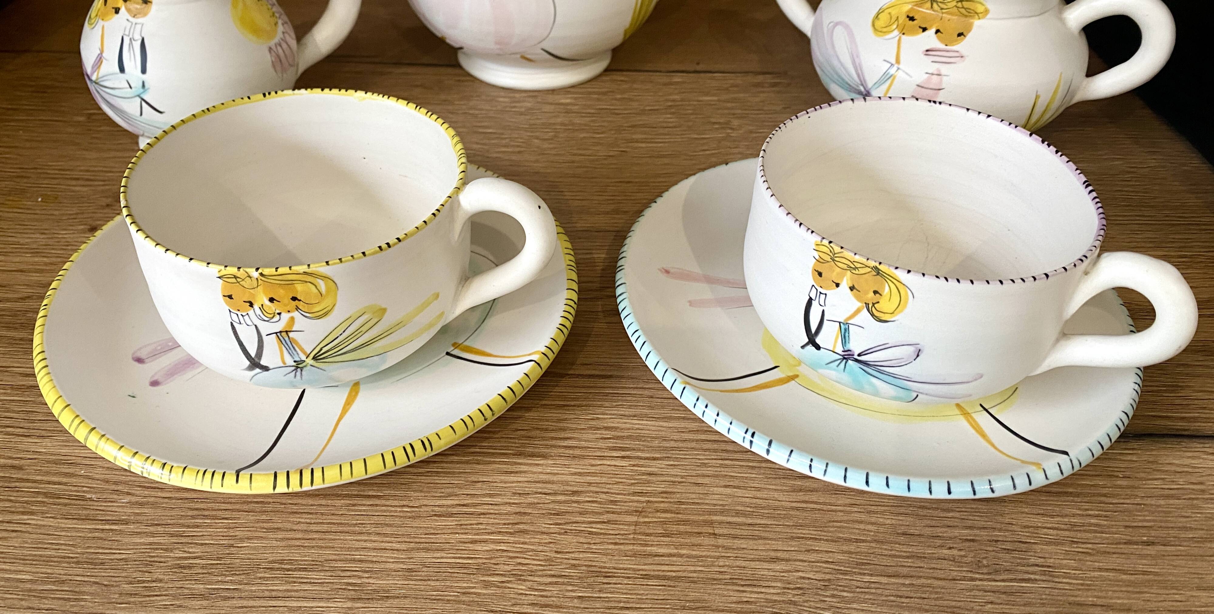 Duo tea or coffee service by the Cerenne workshop in Vallauris, circa 1955