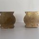 Pair of bronze and glass wall lights from the mid-century, 1960, Italy.