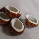 6 coquilles escargot céramique émaillée, marron, vintage