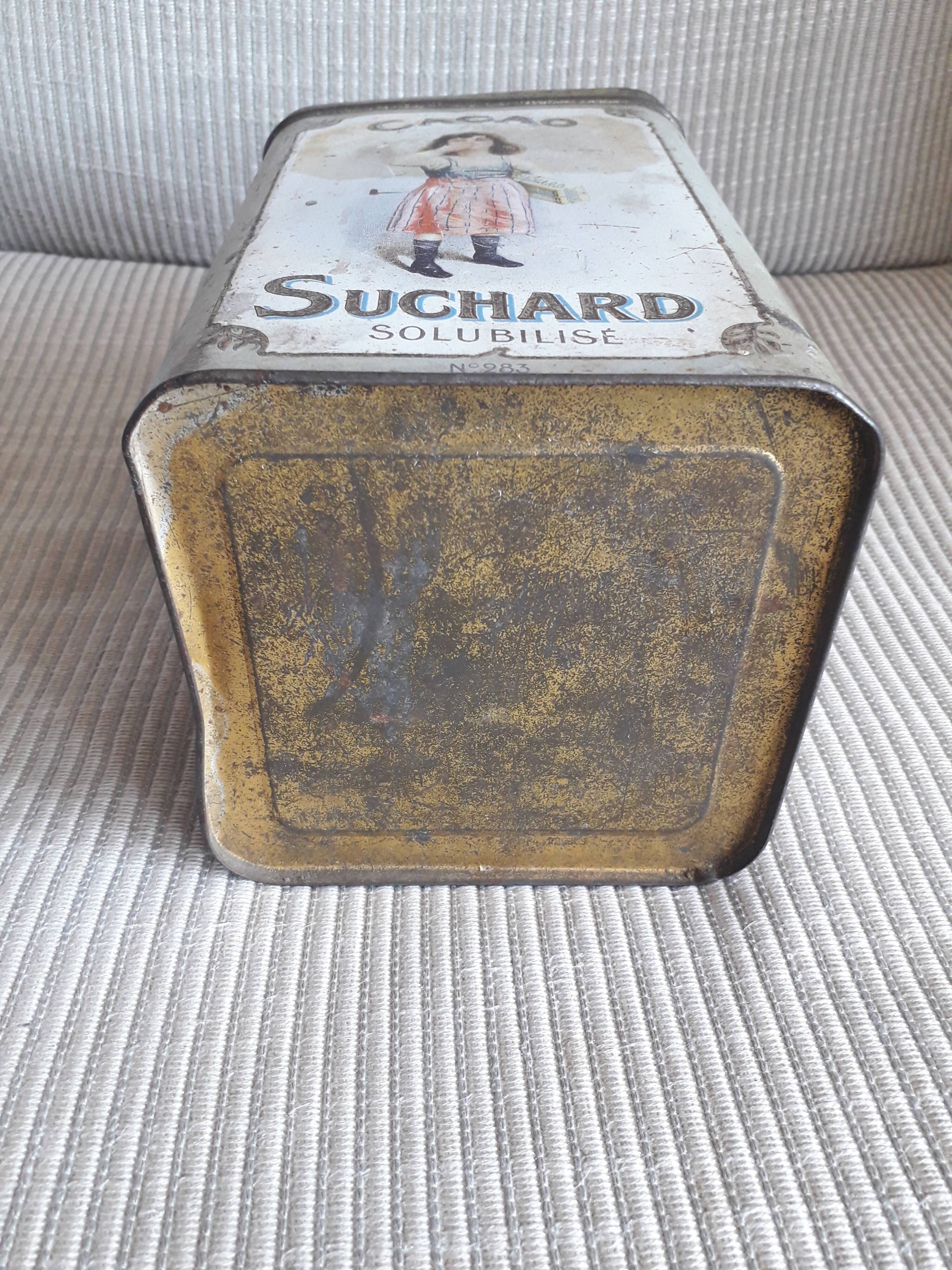 Old metal advertising box cocoa Suchard from the 30s