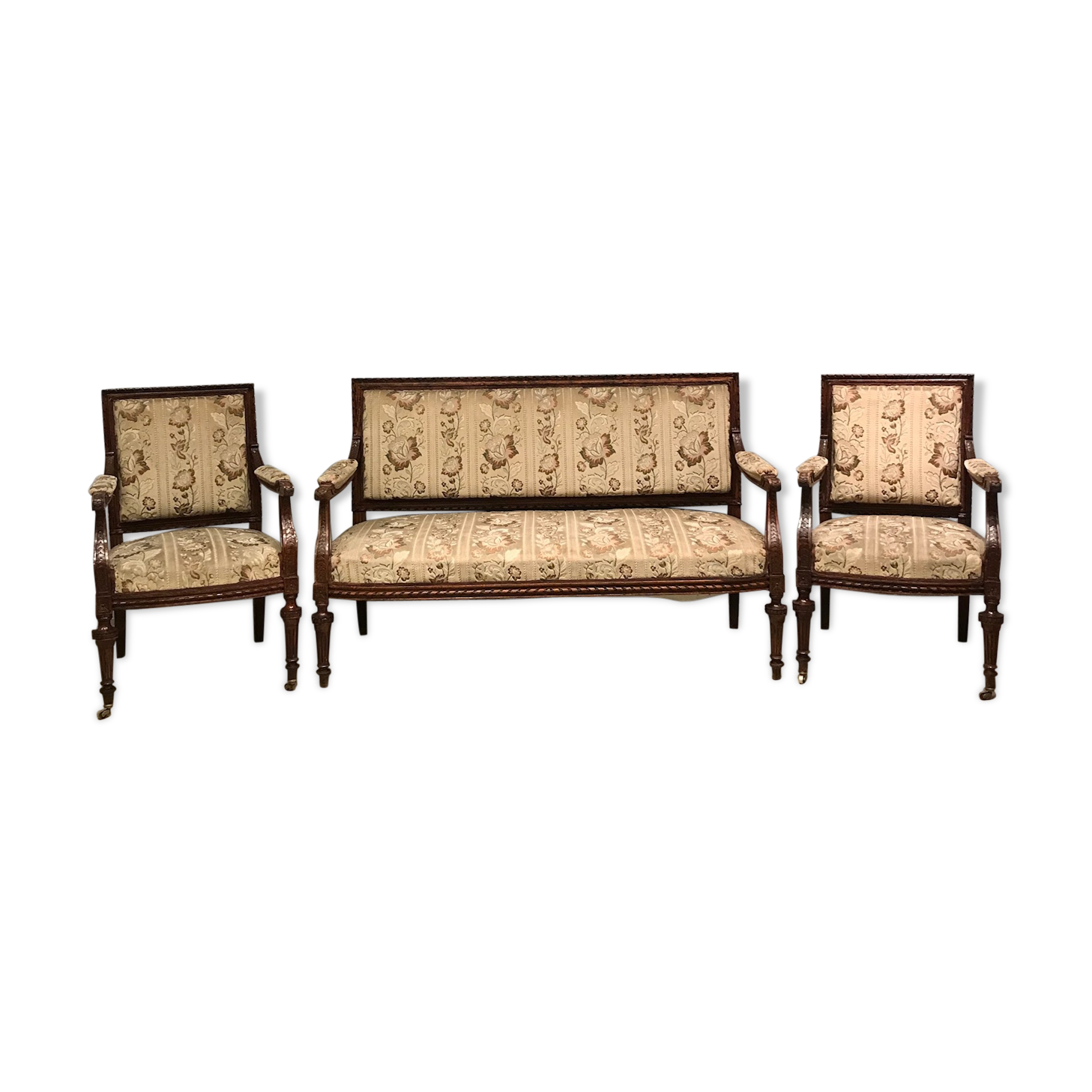 Sofa set and two armchairs, antique 19th century