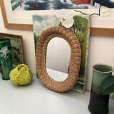 Oval rattan mirror vintage year 60 year 70