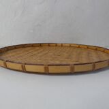 Round rattan tray
